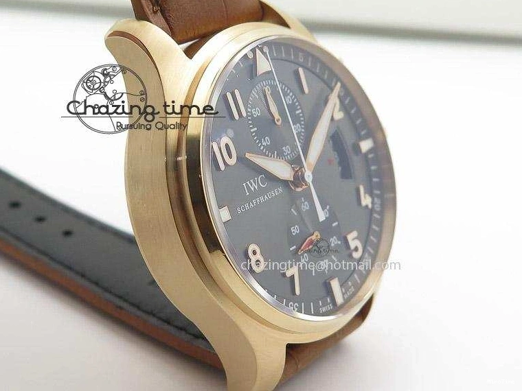 MIROTIME 0321 Youthful Pilot Chrono RG 3878 Gray Dial on Light Brown Leather Strap A 7394